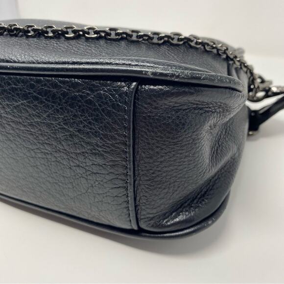 Black Faux Leather 2 in 1 Adjustable + Chain Straps Crossbody Shoulder Bag - Picture 7 of 15